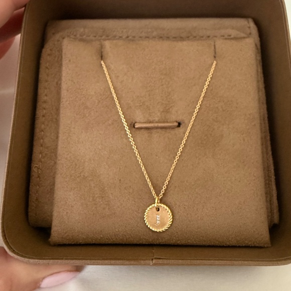 David Yurman 18k Gold and Diamond "J" Necklace - Picture 6 of 6